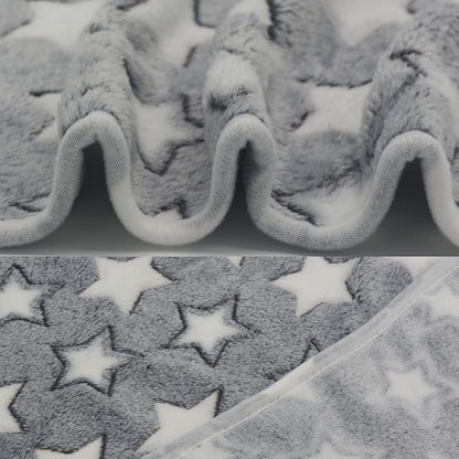 1 Pack 3 Puppy Blankets Cat Dog Blankets Super Soft Warm Sleep Mat Grey Star Cute Print Blanket Fluffy Fleece Pet Blanket Flannel Throw for Small Dogs Puppy Dogs Cats Medium(29"x20")