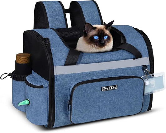 Petskd Pet Backpack Carrier 17x12x8.5 JetBlue Allegiant Spirit Airline Approved for 1-12 LBS Small Cats and Dogs(Blue)