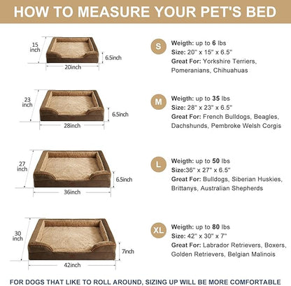 WNPETHOME Waterproof Dog Beds for Medium Dogs, Orthopedic Medium Dog Bed with Sides, Big Dog Couch Bed with Washable Removable Cover, Pet Bed Sofa with Non-Slip Bottom for Sleeping