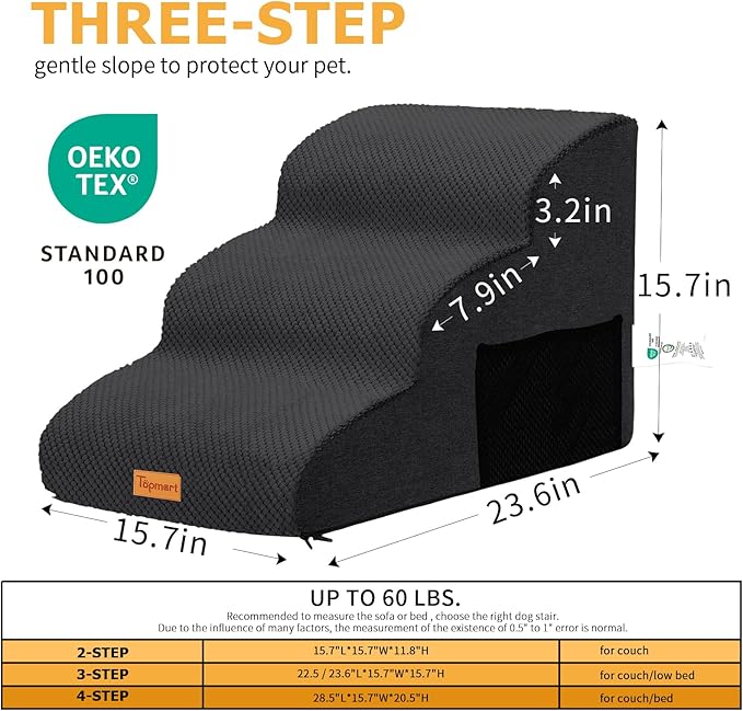 Topmart 3 Tiers Foam Dog Ramps/Steps