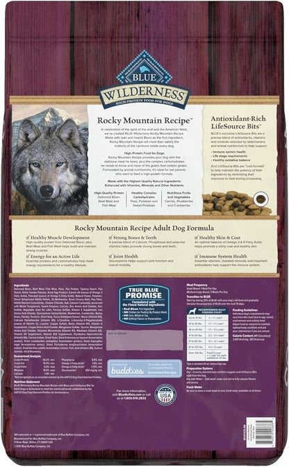 Blue Buffalo Wilderness Rocky Mountain Recipe High Protein, Natural Adult Dry Dog Food, Bison 22-lb