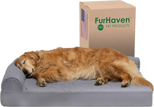 Furhaven Cooling Gel Dog Bed for Large Dogs w/ Removable Bolsters & Washable Cover 95 lbs