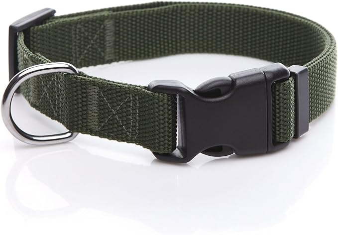 Adjustable Nylon Dog Collar, pet Collar 1 Inch 3/4 Inch 5/8 Inch Wide, for Large Medium Small Dogs(5/8 Inch, Green)