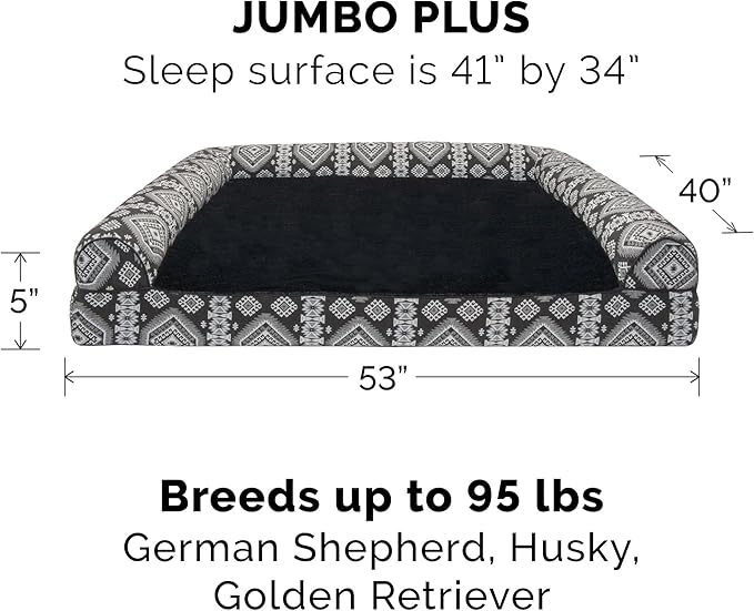 Furhaven Replacement Dog Bed Cover Plush & Southwest Kilim Décor Sofa-Style