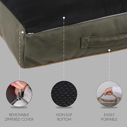 Memory Foam Dog Bed for Large Dogs- Waterproof Dog Bed Mat with Removable Washable Cover