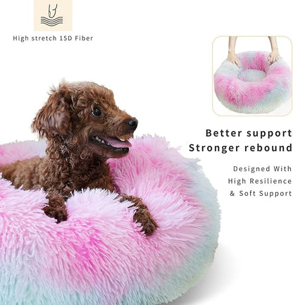 Puppy Bed for Calming Dog 19Inches Peach Anti-Anxiety 15 lbs