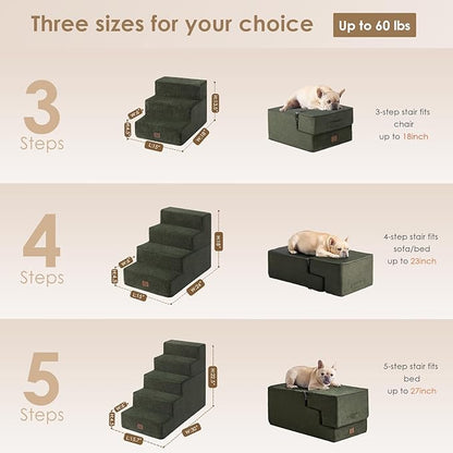 EHEYCIGA Dog Stairs for High Bed 22.5”H 5-Step Dog