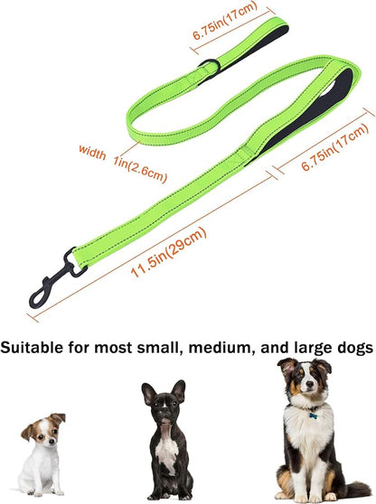 Solmoony 4FT Green Strong Dog Leash with 2 Padded Handles 4FT)