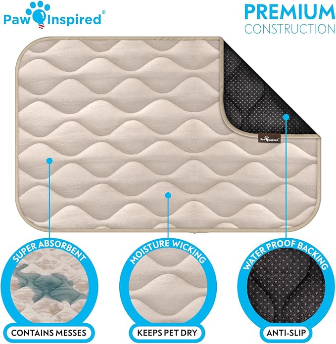 Paw Inspired Washable Padded Crate Mats for Dogs 29” x 18” Pad, 30-inch Kennels