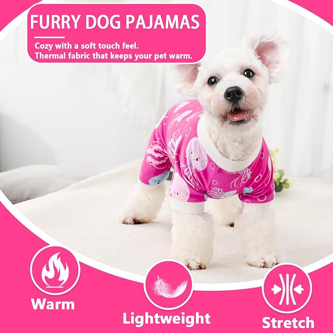 Dog Pajamas Cute Duck Soft Fleece Stretchy Dog Onesie Pet Pjs Fall Dog Clothes for Small Dogs Girl Boy (X-Small, Rose)