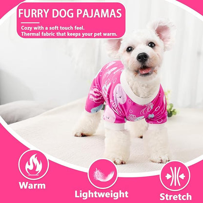 Dog Pajamas Cute Duck Soft Fleece Stretchy Dog Onesie Pet Pjs Fall Dog Clothes for Small Dogs Girl Boy (X-Small, Rose)