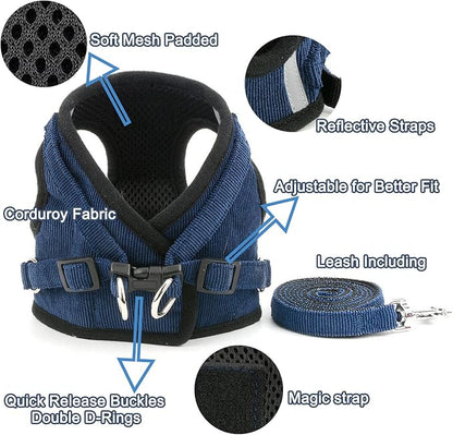 Zunea Small Dog Harness and Leash Set No