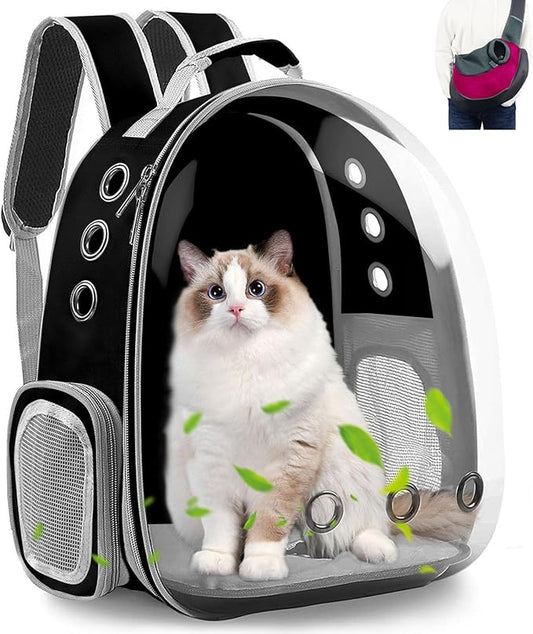 Cat Backpack Carrier,Expandable Pet Bubble Backpack Airline Approved, Pet Travel Carrying Bag for Small Medium Cats and Puppy with Hiking Walking Outdoor Use