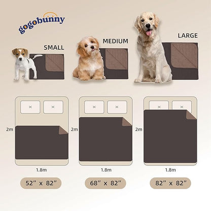 gogobunny 100% Double Sided Waterproof Dog Blanket Soft Pet Bed Cover Reversible Protect Furniture Couch Sofa Car for Puppy Large Dog Cat (Dark Coffee/Light Coffee 82x82 Inch 1))