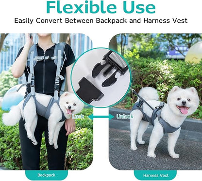 City & Cuddle Dog Backpack Carrier Legs Out Dog Backpack for Hiking and Travel Adjustable Pet Carrying Backpack for Small Dog Puppy and Cat Grey S