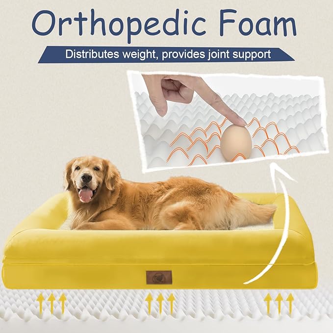 Orthopedic Washable Large Dog Bed: Jumbo Dog Bed Bolster Waterproof