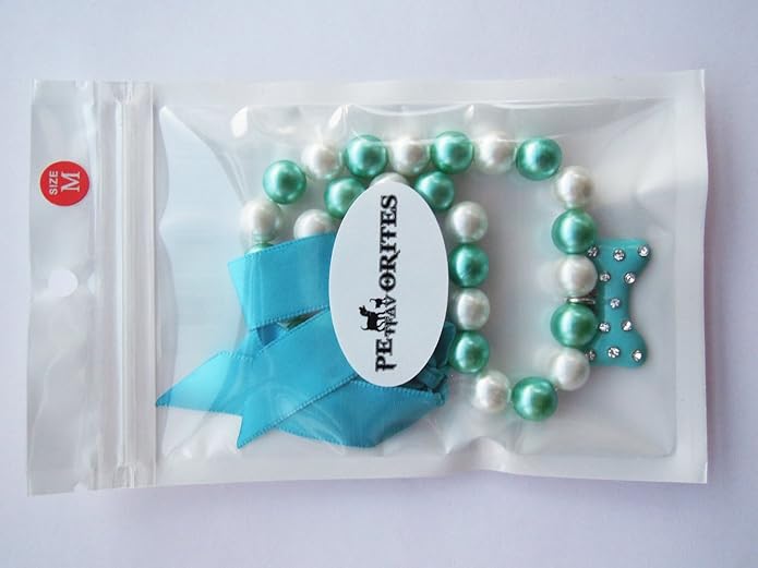 Fancy Diamond Pearl Dog Necklace Collar Jewelry with Bling Rhinestones Bone Charm for Pets Cats Small Dogs Girl Teacup Chihuahua Yorkie Clothes Costume Outfits Accessories