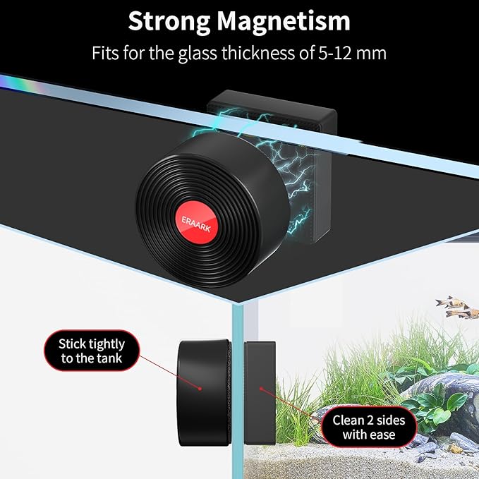 Aquarium Magnetic Cleaner Brush for Small Glass Fish Tank Floating Cleaner Scrubber Brush Magnet Scraper Aquarium Cleaning Tools Black