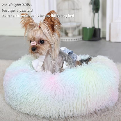 Fluffy Rainbow Dog Bed Extra Small Washable 15 inches 5 lbs
