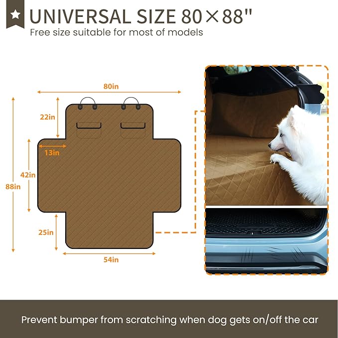NESTROAD SUV Cargo Liner for Dogs Size,80"×88",Brown