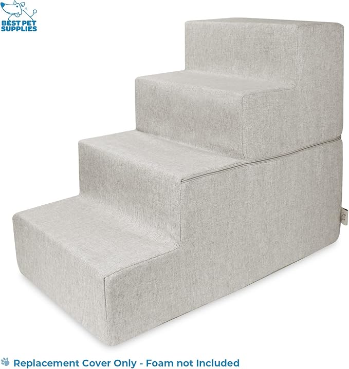 Best Pet Supplies Foldable Pet Stairs Cover for Foam Dog Ramps 4-Step