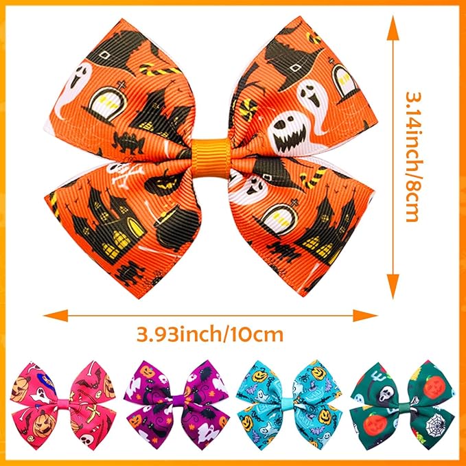 24Pcs/12 Pairs 4" Halloween Dog Hair Bows