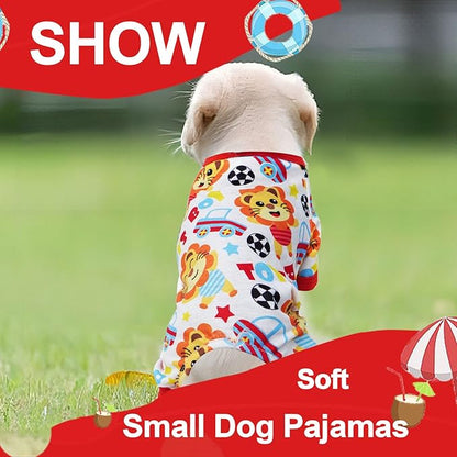 Dog Pajamas for Small Medium Dogs Summer Cute Dog Clothes Boy Girl Dog Pjs Soft Stretchy Doggie Puppy Clothes Cat Pet Jammies Outfit (Yellow