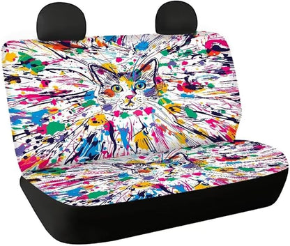 Multi-colored Cat Car Rear Seat Covers