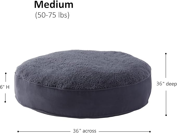 Happy Hounds Scout Deluxe Round Pillow Style Sherpa Dog Bed (36 x 36 in.), 36.0" L 36.0" W 6.0" Th