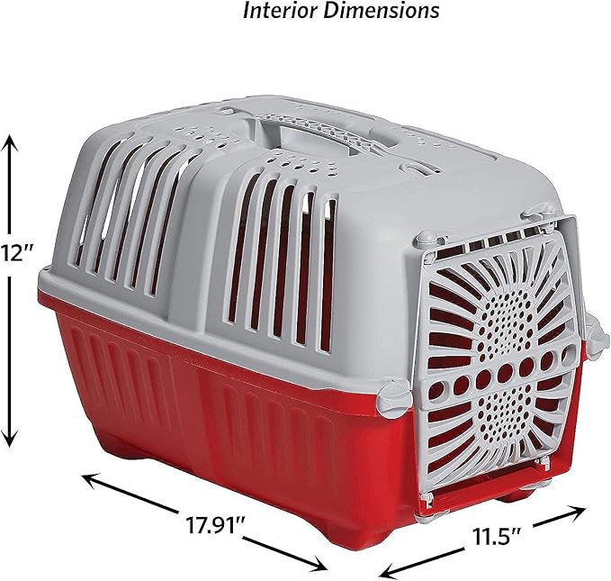 MidWest Homes for Pets Spree Travel Pet Carrier, Red | Hard-Sided Pet Kennel Ideal for Toy Dog Breeds, Small Cats & Small Animals | Dog Carrier Measures 19.1L x 12.5 W x 13H - Inches