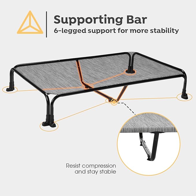 Veehoo Elevated Dog Bed 47" x 29", Black