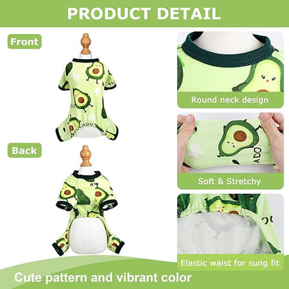 Dog Pajamas Pjs Spring Summer Dog Clothes for Small Dogs Girl - Boy - Medium Size Dogs, Soft Stretchy Puppy Clothes Doggie Onesies Cat Pet Jammies Outfit (Avocado Green, Large)