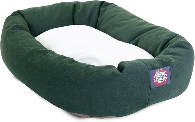 40 inch Green & Sherpa Bagel Dog Bed By Majestic Pet Products