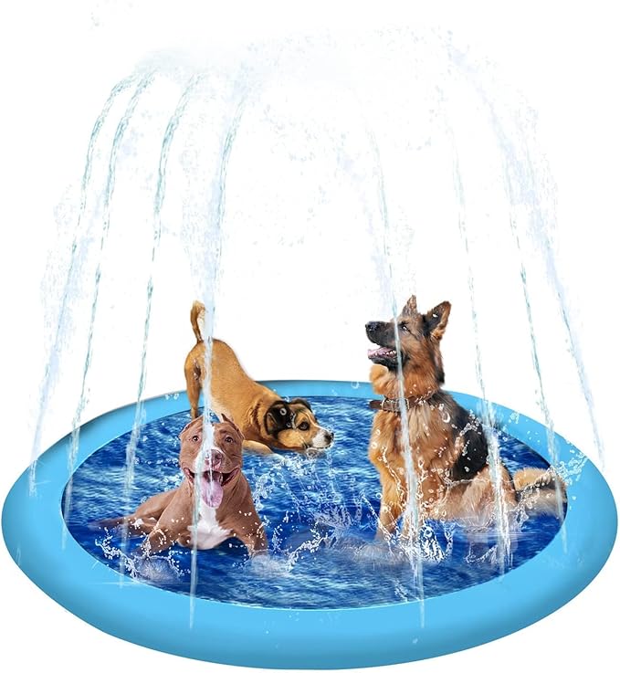 PAWISE Dog Splash Pad,59 Inch Non Slip Dog Sprinkler Water Toy,Pet Summer Outdoor Sprinkler Water Toys(150 cm),Splash Pad for Dogs Backyard