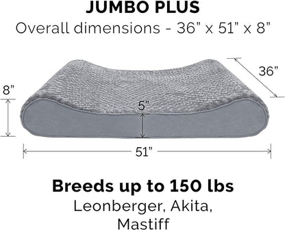 Furhaven Replacement Dog Bed Cover Ultra Plush Faux Fur & Suede Contour Luxe Lounger