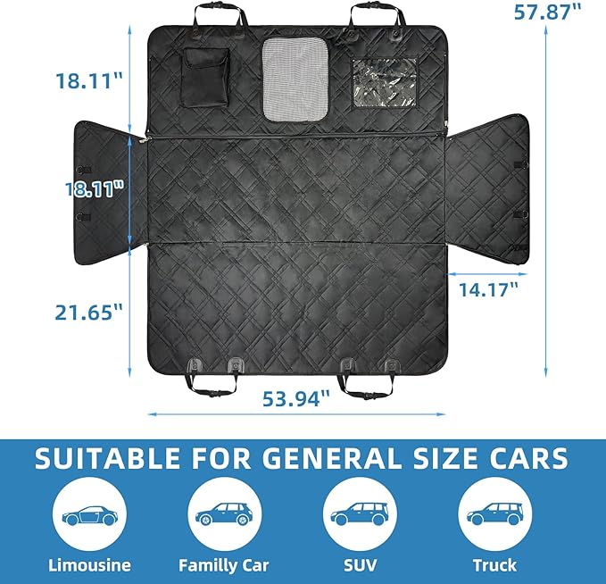 Dog Car Seat Cover for Back Seat 600D Heavy