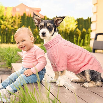 BEAUTYZOO Small Dog Sweater, Dog Sweatshirt Pullover Cable Knitwear, Classic Turtleneck Thick Cold Weather Dog Clothes for Small Medium Dogs Puppy Girl Boys Chihuahua, Bulldog, Dachshund, Pug, Yorkie