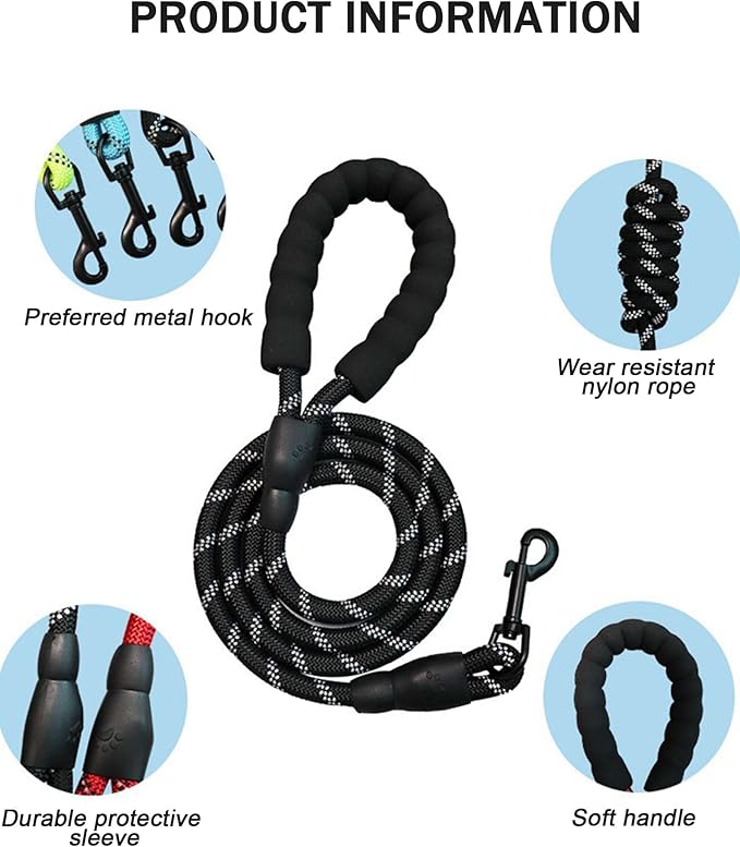 PETANK Rope Dog Leash 4 FT with Comfortable Padded Handle and Highly Reflective Threads for Small Medium Dogs (Green 4FT*2/5")