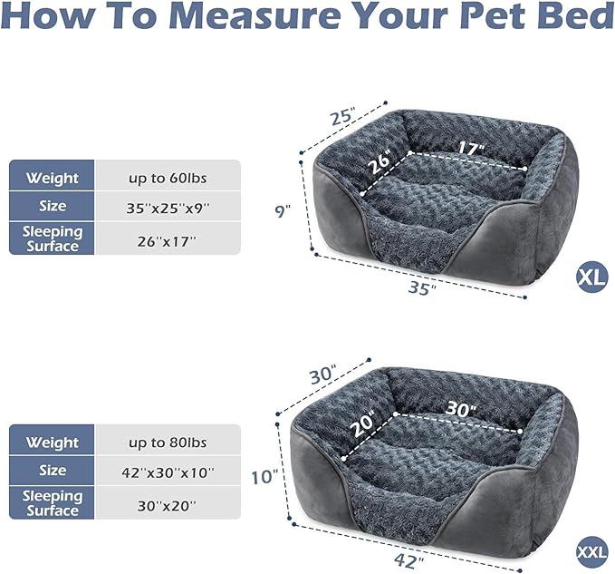 INVENHO X-Large Dog Bed for Large Medium Small Dogs XL(35"x25"x10")