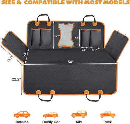 MEWMI&WANGW 5-in-1 Dog Car Seat Cover for Pets Back Seat 100% Waterproof