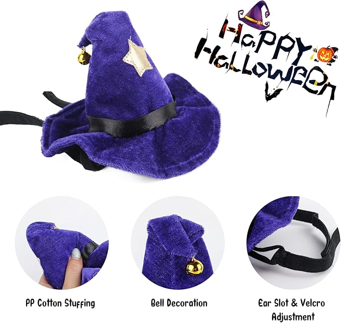 NAMSAN Pet Halloween Costumes Hat Cat Wizard Hat