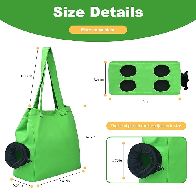 Yanvega Cat Soft Travel Carrier Pet Supplies Sling Bag, Cat Tote Bag Carrier Soft-Side Pet Carrying Chest Bag, Color Green Size M Cat Sling Holder for Nail Trimming Support Cats and Dogs Up to 11 lbs