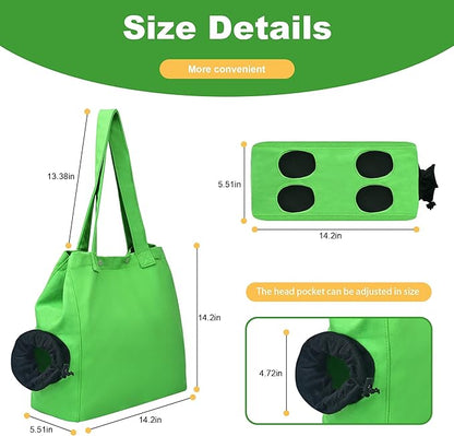 Yanvega Cat Soft Travel Carrier Pet Supplies Sling Bag, Cat Tote Bag Carrier Soft-Side Pet Carrying Chest Bag, Color Green Size M Cat Sling Holder for Nail Trimming Support Cats and Dogs Up to 11 lbs