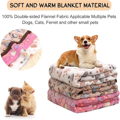 Rezutan Upgraded Dog Blankets for Large Dogs, 3 Pack Dog Cat Blankets Washable 42" x 32", Soft Pet Mat Throw Cover for Kennel Crate Bed, Cute Paw Pattern, Dog Blanket, Pet Blanket