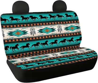 CLOHOMIN Southwest Native American Print Back Seat Cover Set of 2 Indian Tribal Aztec Geometry Dreamcatcher Horse Back Rear Car Seat Covers for Women