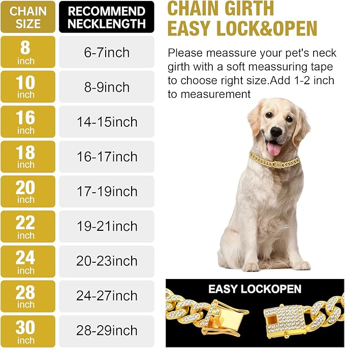 Dog Chain Silver Cuban Collars 10inch)