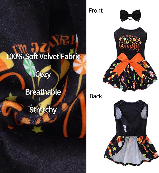 CuteBone Halloween Dog Dresses Velvet Holiday Small Dogs CVA44XXS-D