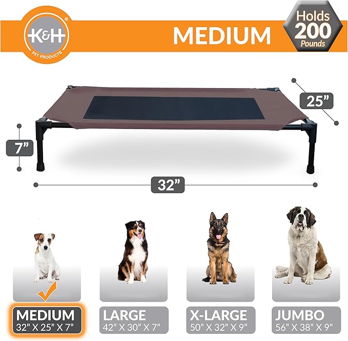 K&H Pet Products Cooling Elevated Dog Bed Outdoor Raised Dog Bed with Washable Breathable Mesh
