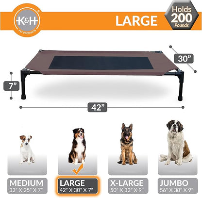 K&H Pet Products Dog Cots Beds for Large Dog- Elevated Outdoor Dog Cot Bed- Raised Dog Hammock Cooling Bed- Washable