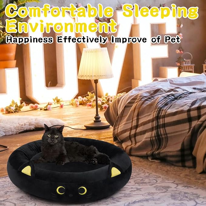 Black Cat Bed Calming Dog Bed